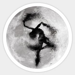 Ballerina silhouette and full moon - sand explosion - dance lover / ballet lover - gift idea Sticker